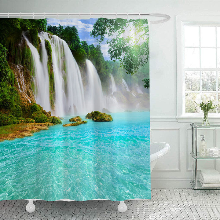 Scenic Waterfall Print Shower Curtain Bowlift