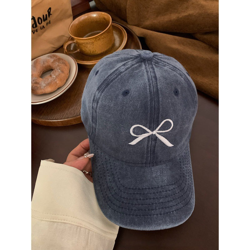 Women's Embroidered Bow Detail Adjustable Baseball Cap Bowlift