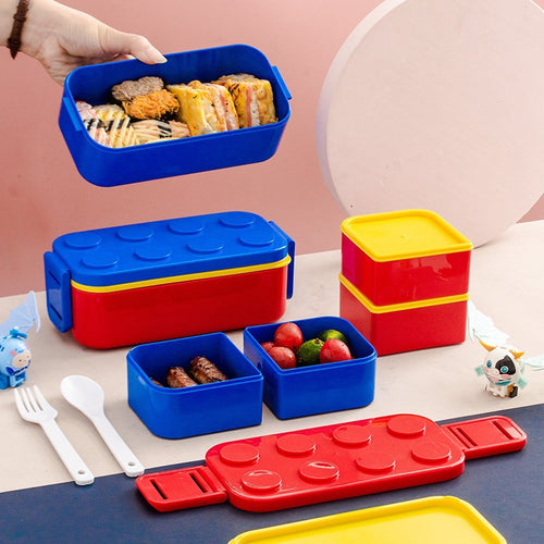 Multi-Compartment Creative LEGO-Inspired Lunch Box