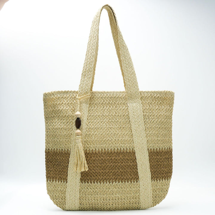 Handbag Made of Natural, Handwoven Straw with Elegant Fringe Bowlift