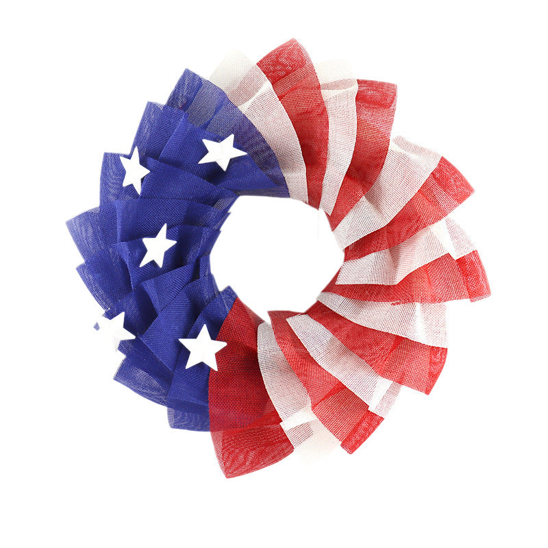 Unisex nan patriotic mesh wreath home decor with layered tulle stars and striped swirl design Bowlift