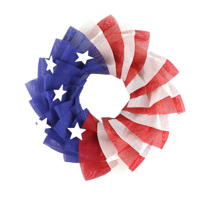 Unisex nan patriotic mesh wreath home decor with layered tulle stars and striped swirl design Bowlift