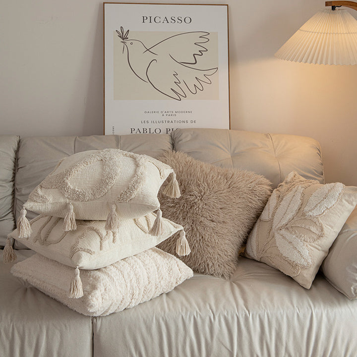 Decorative Tufted Square Throw Pillow with Tassel Corners Bowlift
