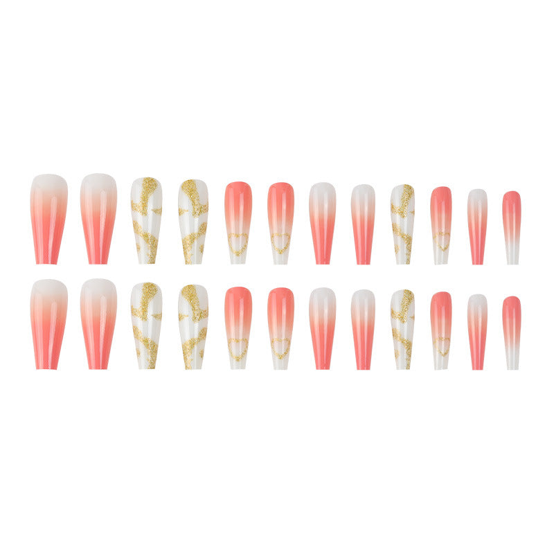 Decorative Long Press-On Nails with Glitter Accents Bowlift