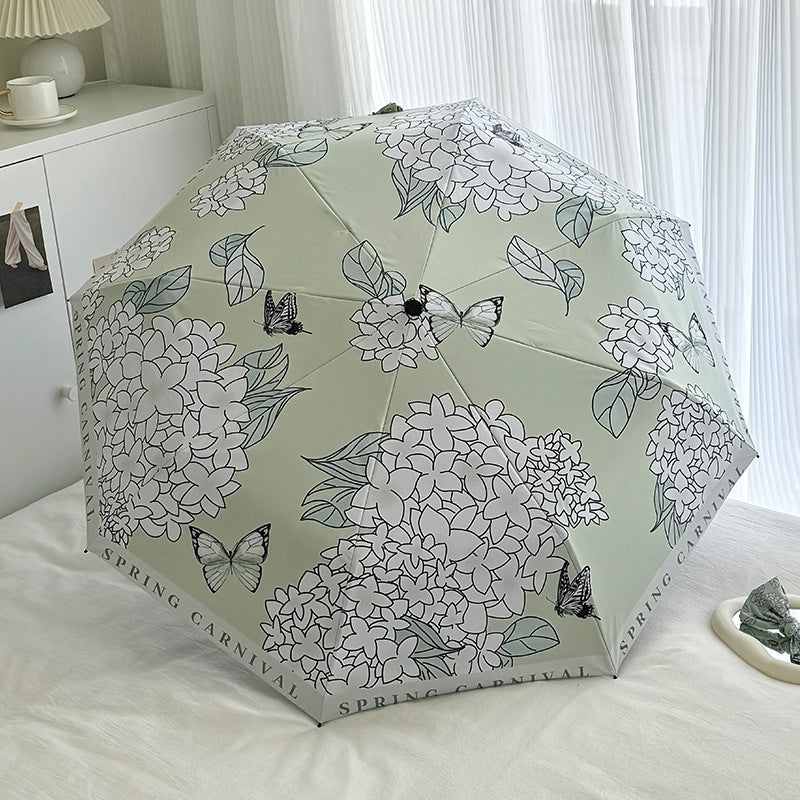 Women's Folding Umbrella with Innovative Floral Design Bowlift