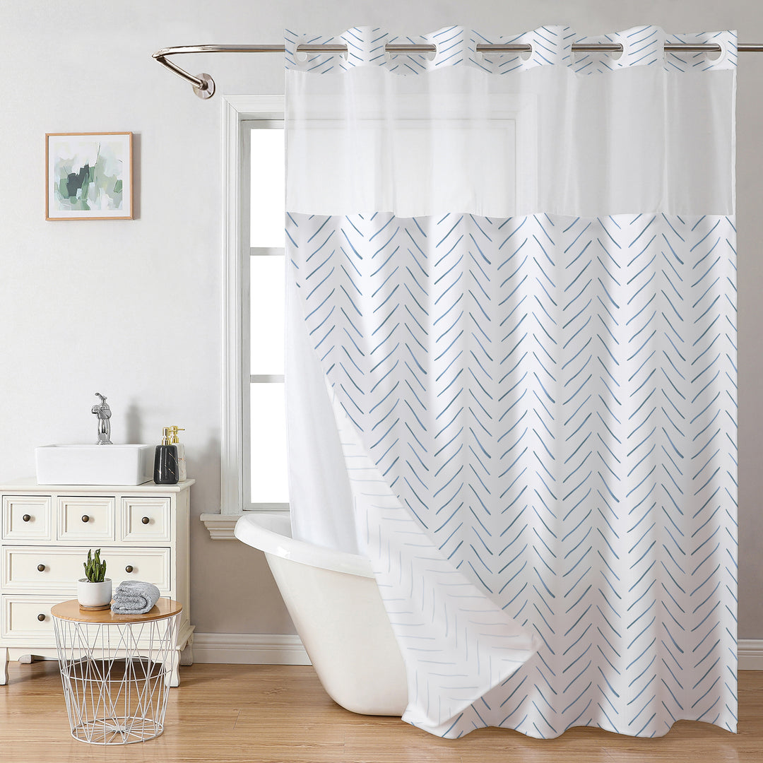 Herringbone Pattern Shower Curtain Bowlift