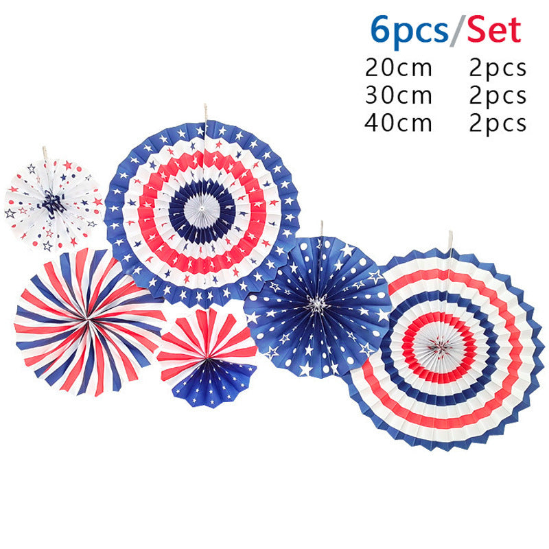Unisex nan patriotic party decoration set with paper fans bunting pom poms star garlands and foil letter balloons Bowlift