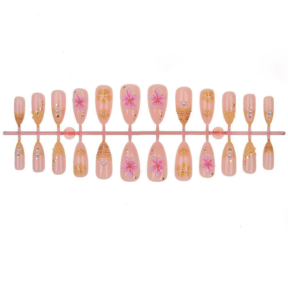 Decorative Floral Press-On Nail Set Bowlift
