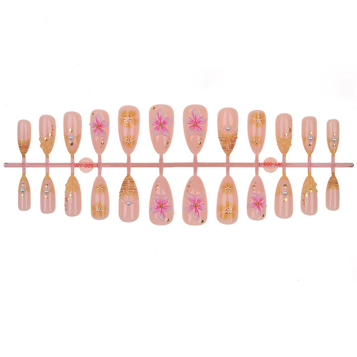 Decorative Floral Press-On Nail Set Bowlift