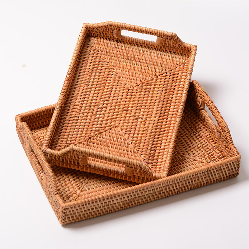 Women's rectangular serving tray made of woven natural material Bowlift