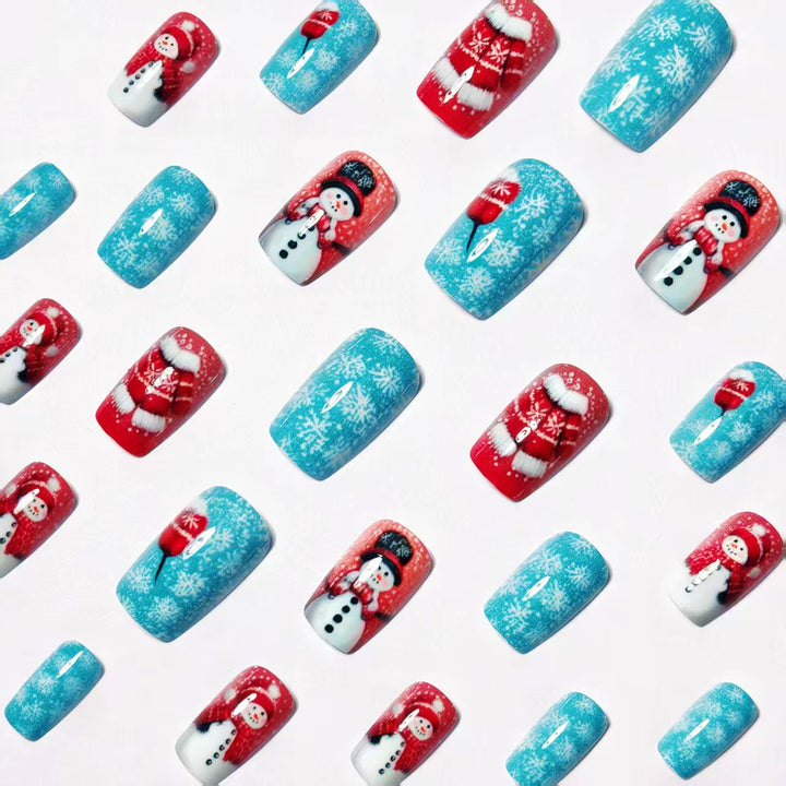 Artificial Nails in Winter Snowman Design Bowlift