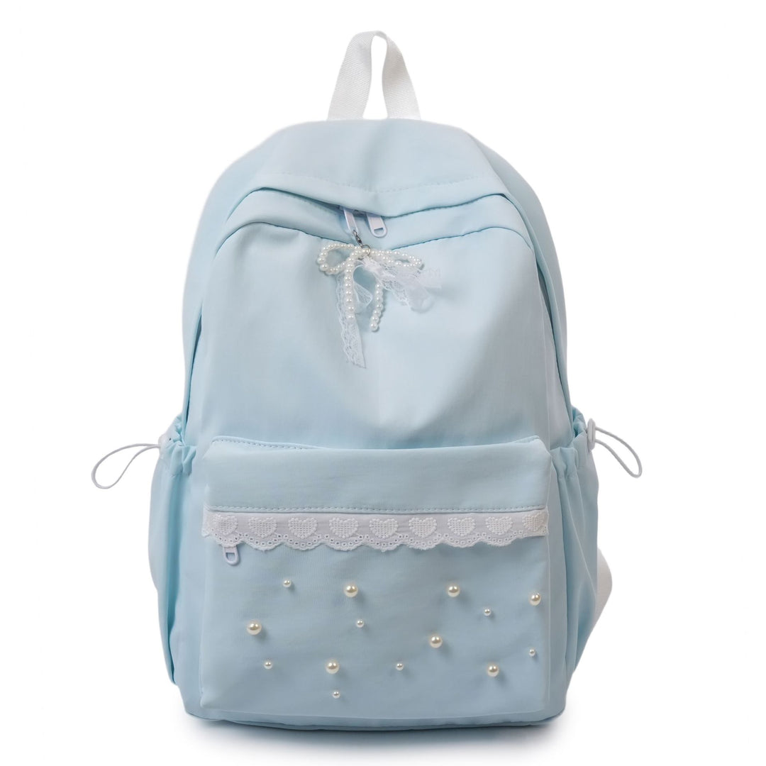 Backpack with elegant pearl applications and intricate design Bowlift