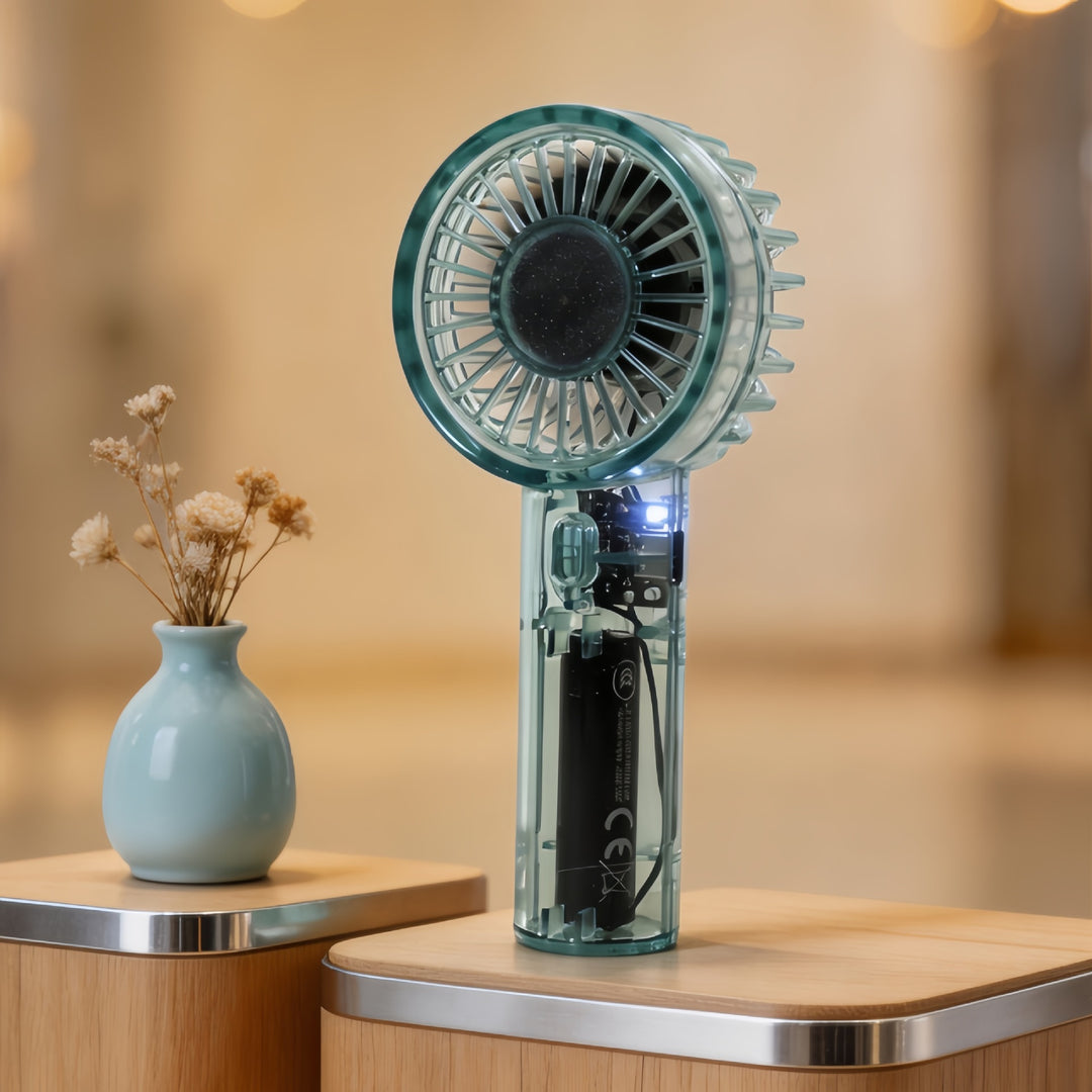 Ladies portable USB handheld fan with ergonomic grip Bowlift