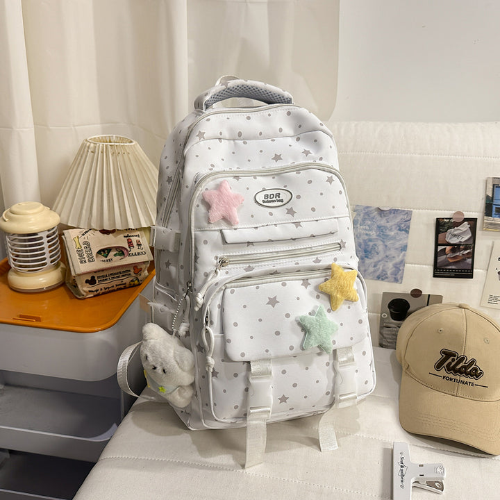 Star-Patterned Multi-Compartt Backpack Bowlift