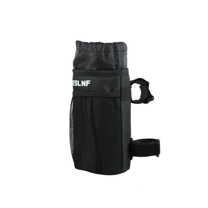 insulated bike bottle holder with adjustable Velcro straps and mesh pocket Bowlift