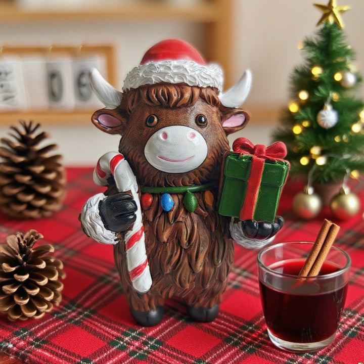 Christmas decoration figure in Highlands cattle design Bowlift