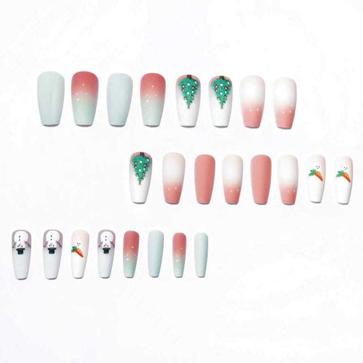 Artificial nails with winter snowman design Bowlift