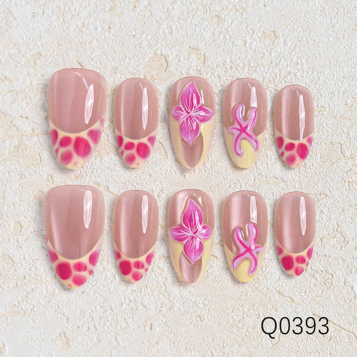 Artistic Floral Design Press-On Nail Set Bowlift