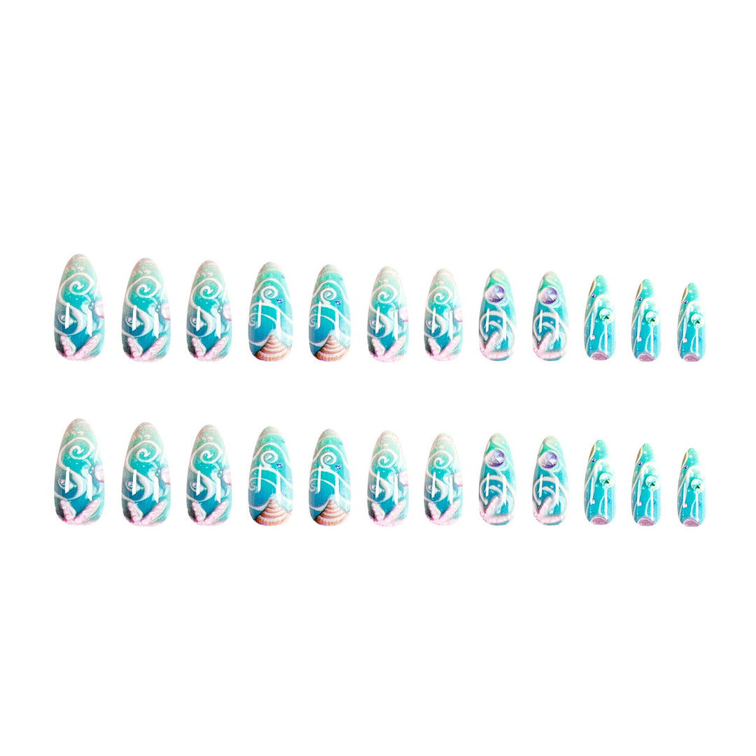 Artistic stiletto nails with maritime accents Bowlift