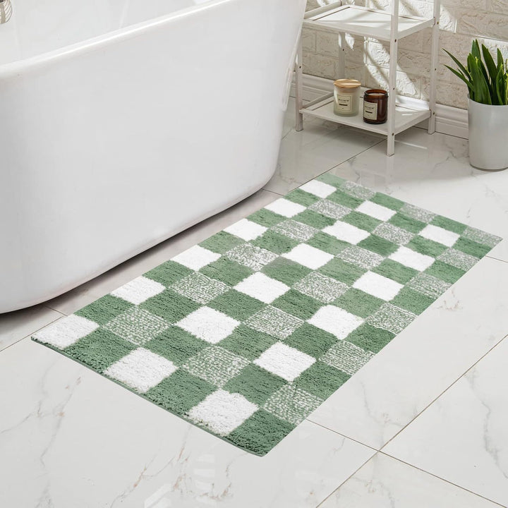 Plush Memory-Foam Non-Slip Checkerboard Bath Rug Bowlift