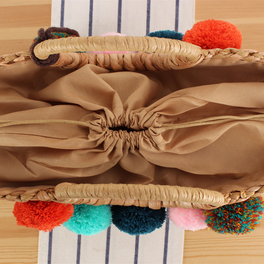 Beach bag with colorful pom poms Bowlift