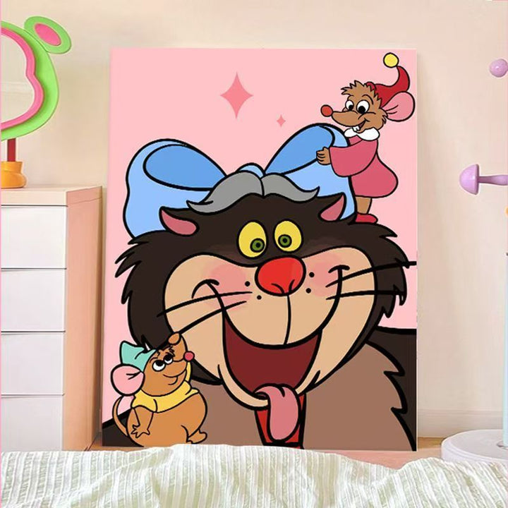 Playful Cartoon Cat Wall Art Bowlift