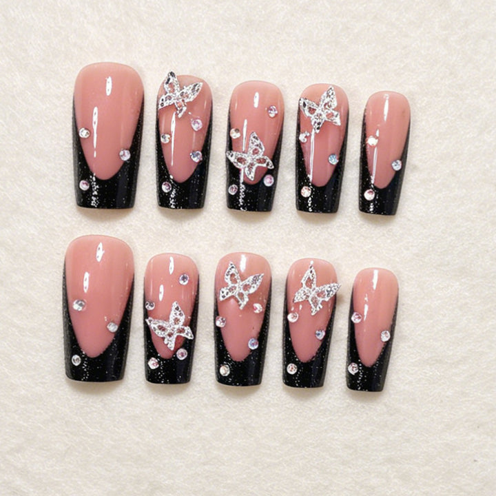 Butterfly Accented Press-On Nail Art Set Bowlift