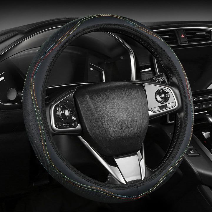 Premium Perforated Leather Steering Wheel Cover with Anti-Slip Cushion Bowlift
