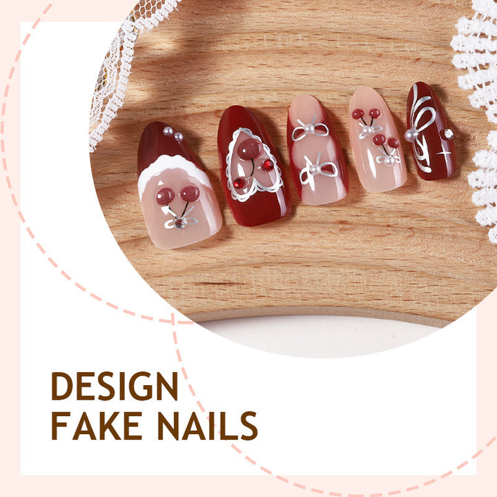 Creative nail art set with romantic heart and bow motifs Bowlift