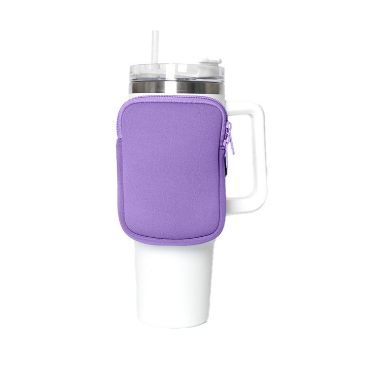 Unisex cup holder with practical pocket Bowlift