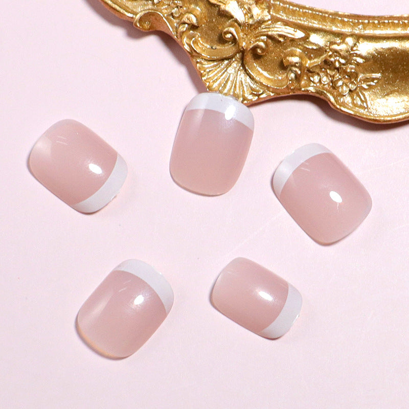 Classic French Tip Press-On Nail Set Bowlift