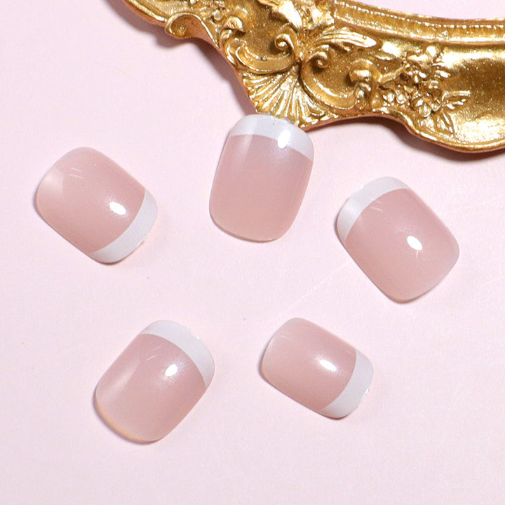 Classic French Tip Press-On Nail Set Bowlift