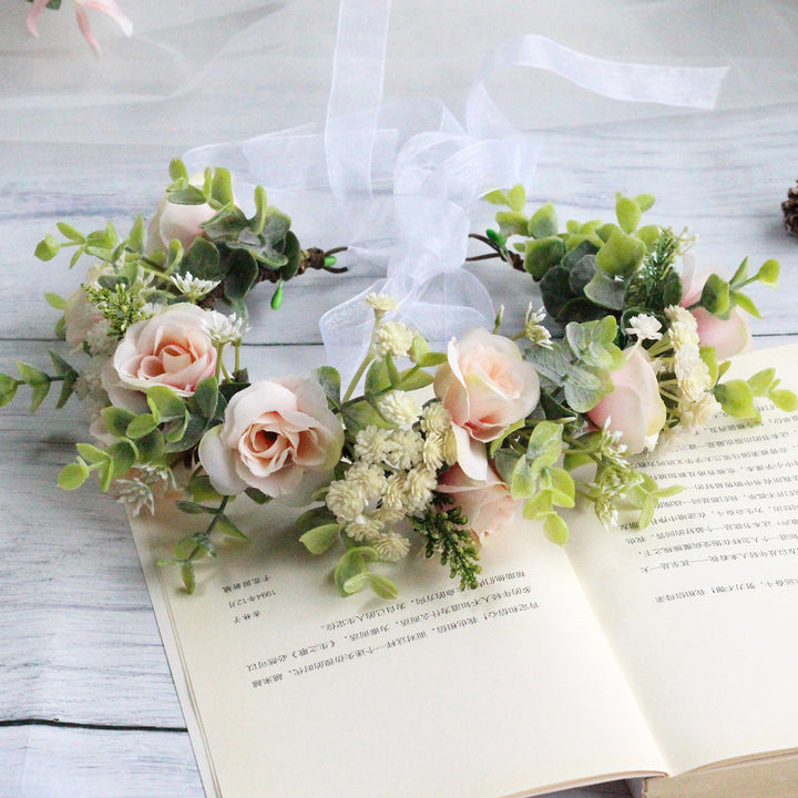 Handmade Romantic Artificial Flower Crown Headband for Bridal and Festival Bowlift
