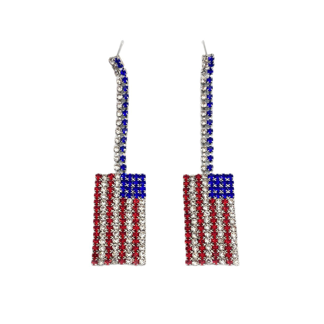 Ladies long sparkling crystal tassel earrings with geometric stud closure Bowlift