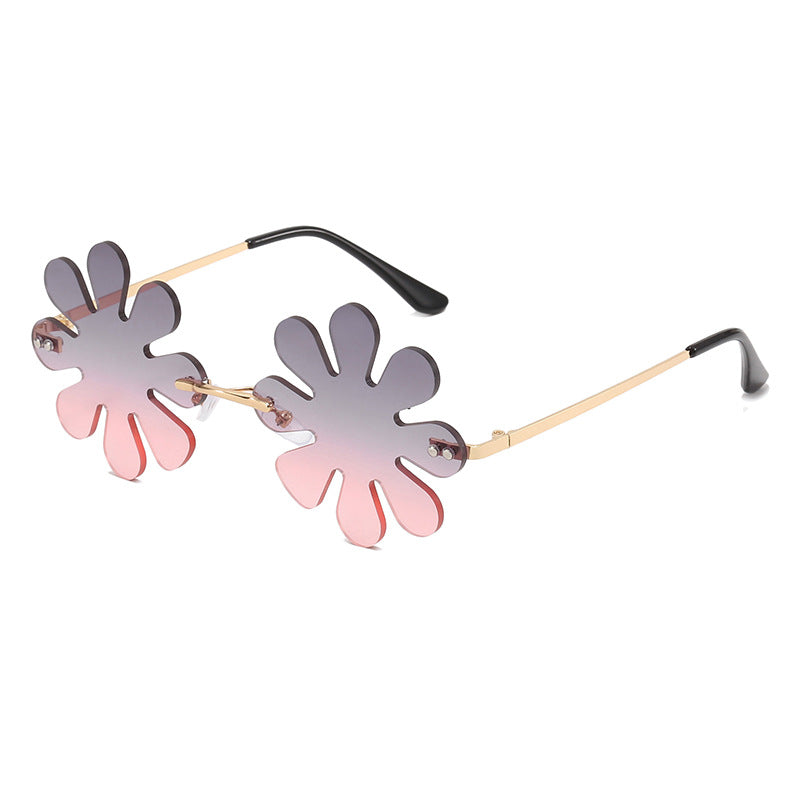 Women Playful Flower Sunglasses with Stylish Metal Frame Bowlift
