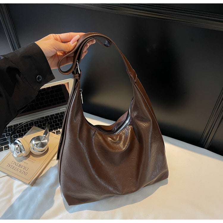 Soft Leather Slouchy Shoulder Bag Bowlift
