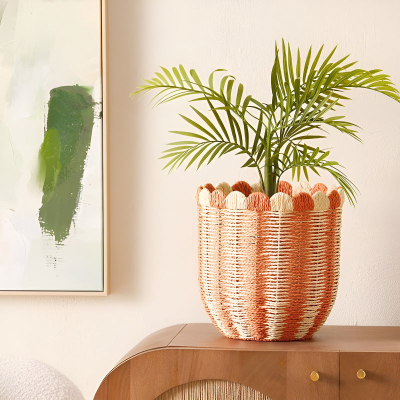 Handwoven storage basket with wave edge Bowlift