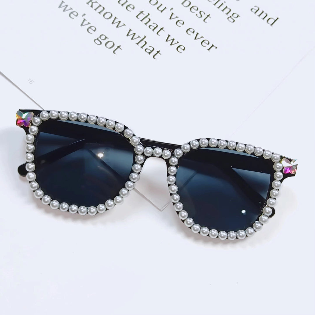 Ladies Glamorous Sunglasses with Pearl Frame Bowlift