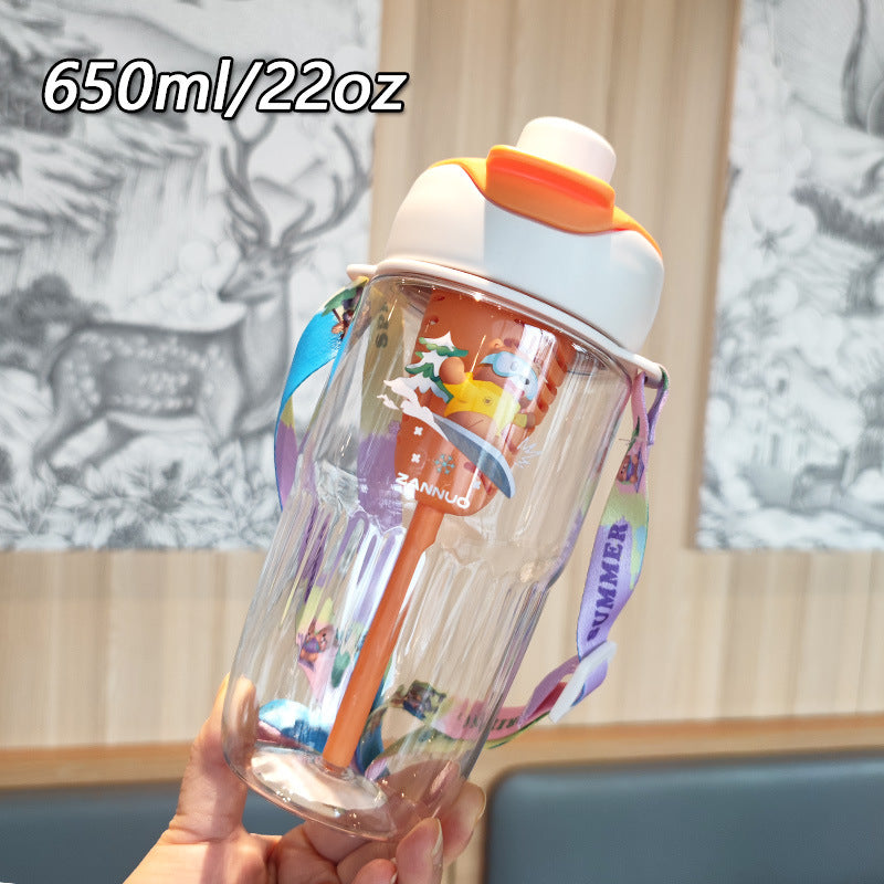 Ladies playful water bottle with removable straw Bowlift