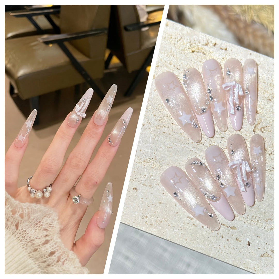 Artistic Stiletto Press-On Nail Set with Charming Patterns Bowlift