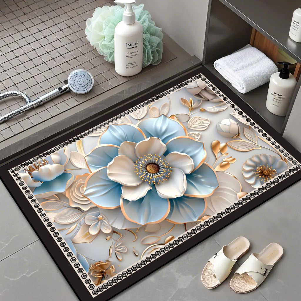 Floral Patterned Comfort Bath Mat Bowlift