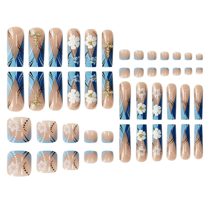 Decorative Floral 3D Press-On Nails Bowlift