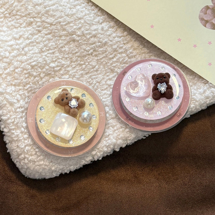 Decorative handheld mirror with bear motif Bowlift