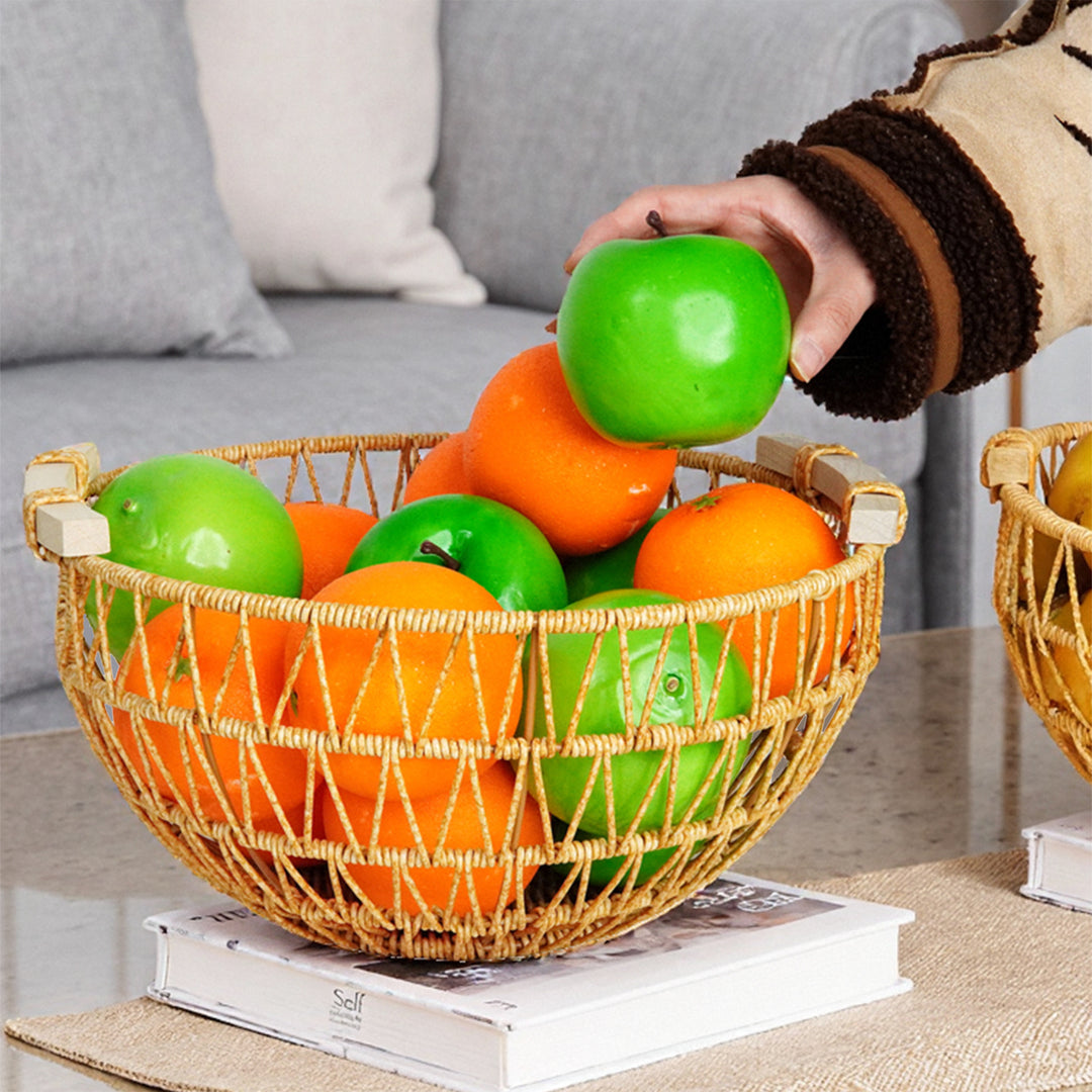 Ladies Decorative Storage Basket with Wooden Handles Bowlift