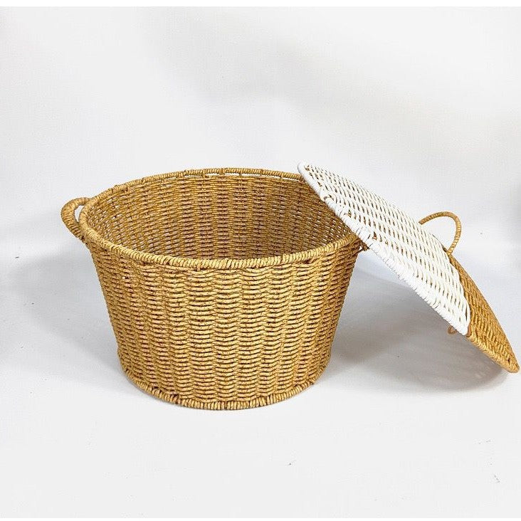 Women’s rattan basket with lid and trendy handles Bowlift