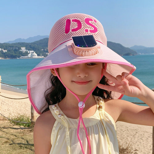 Breathable children sun hat with solar fan and adjustable chin strap Bowlift