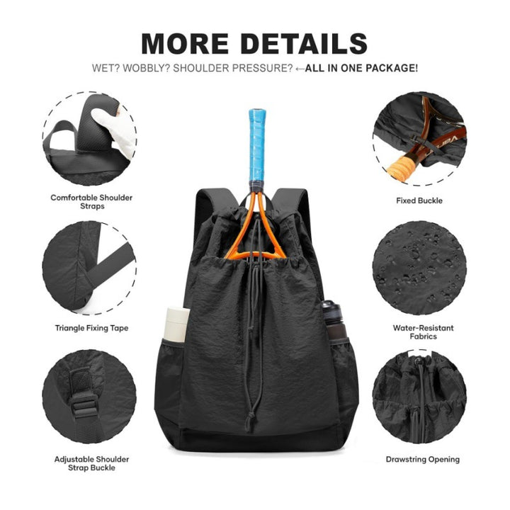 Tennis Racket Drawstring Backpack