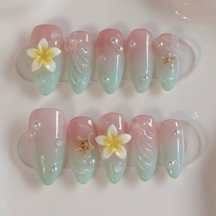 Floral-Accent Press-On Nail Art Kit Bowlift