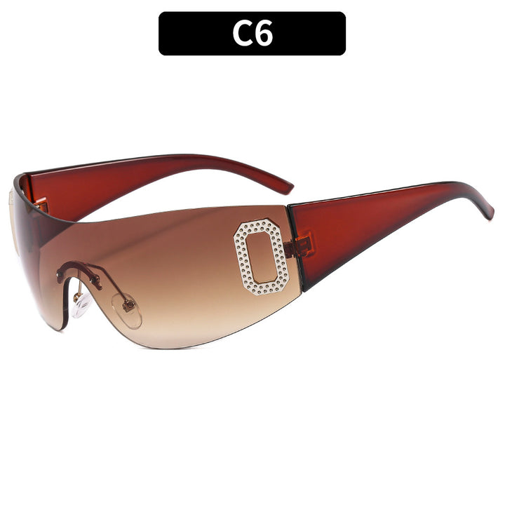 Oversized Shield Sunglasses with Decorative Accent