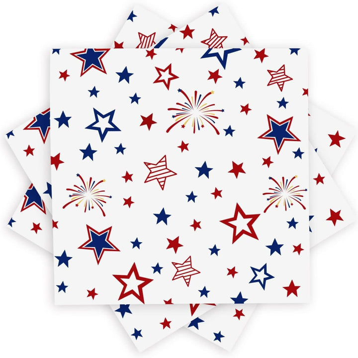 Unisex nan festive star patterned disposable party napkin with fireworks motif Bowlift